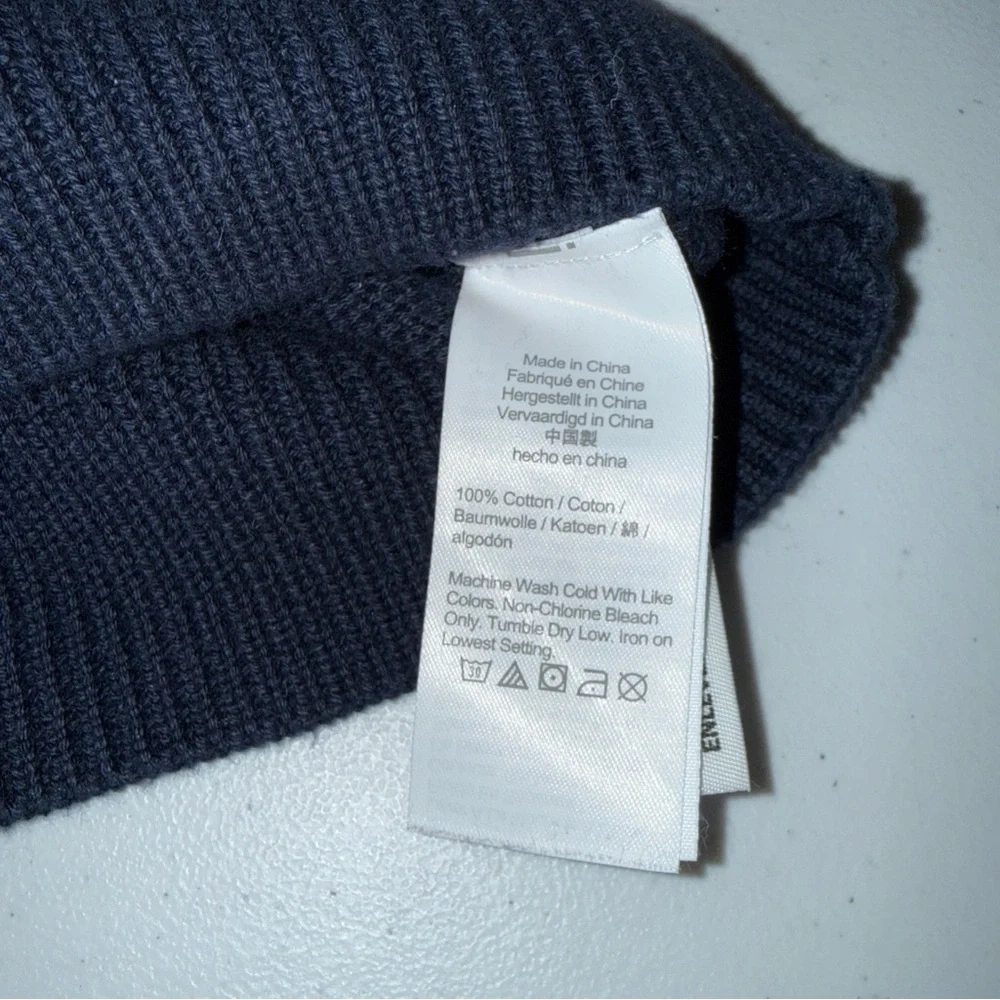 J Crew Crewcuts Boys XL 12-14 Navy Blue Striped‎ Cotton Knit Crewneck Sweater